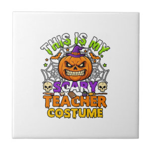Azulejo Es Disfraz De Maestro Espantoso Haloween Bruja Cal
