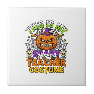 Azulejo Es Disfraz De Maestro Espantoso Haloween Bruja Cal