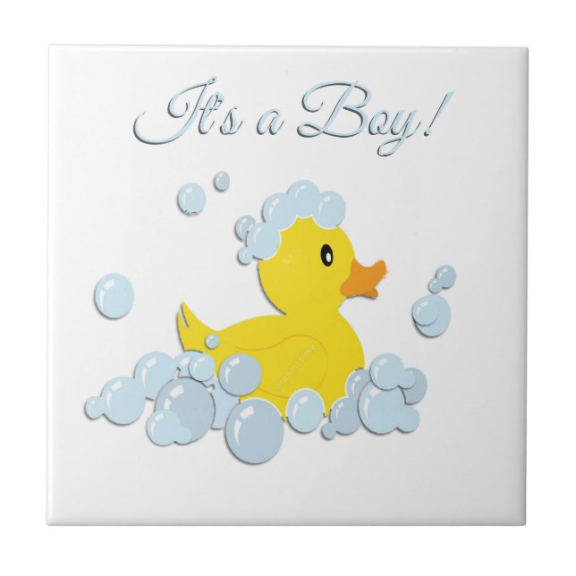 Azulejo Es un Baby Shower de Boy Bubble (Frente)
