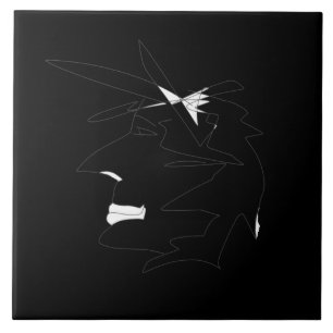 Azulejo Esbozo Cabeza Rara Cara Minimalismo