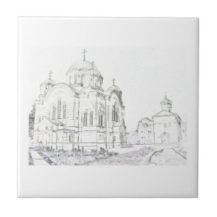 Azulejo Esbozo de arquitectura de la Iglesia Ortodoxa Rusa