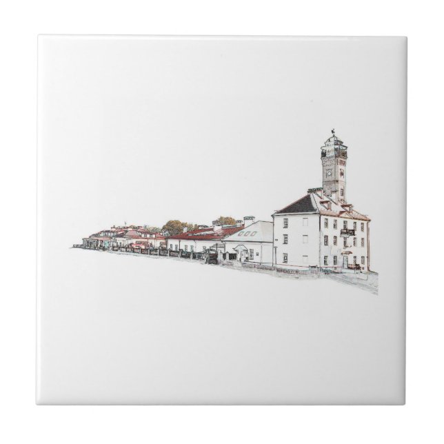 Azulejo Esbozo de arquitectura de la torre de incendios de (Frente)