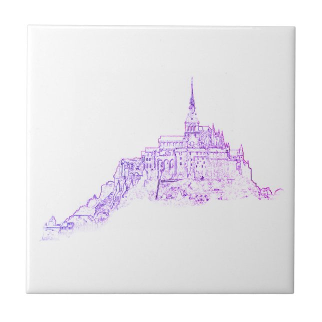 Azulejo Esbozo de arquitectura de Le Mont Saint Michel Fra (Frente)