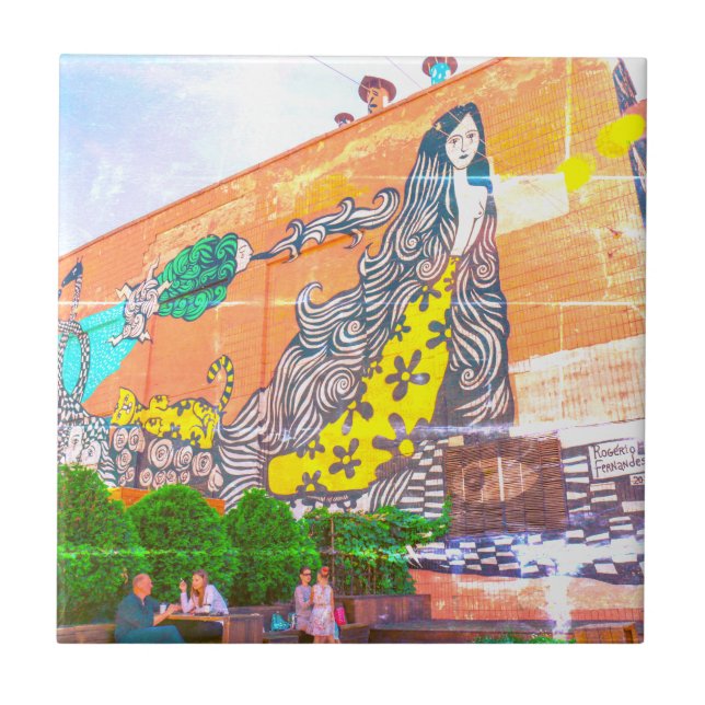 Azulejo Esbozo de la arquitectura del edificio del graffit (Frente)