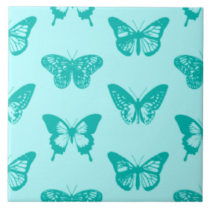 Azulejo Esbozo de mariposa, aqua y turquesa