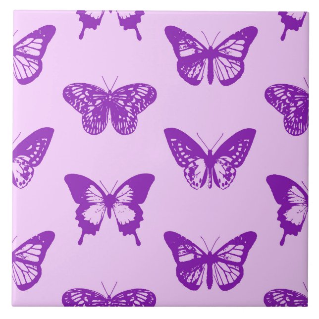 Azulejo Esbozo de mariposa, rosa orquídea y violeta (Frente)