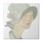 Azulejo Esbozo de moda flapper - Mujer con Gorra<br><div class="desc">Flapper Fashion Sketches I by June Erica Vess. | 139025D</div>