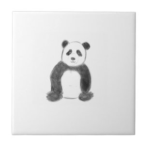 Azulejo Esbozo de panda blanco y negro