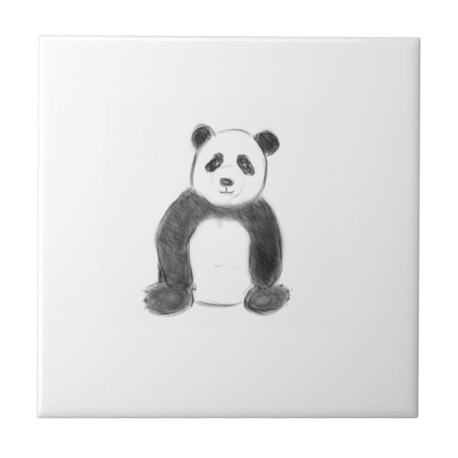 Azulejo Esbozo de panda blanco y negro (Frente)