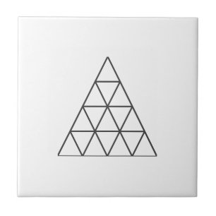 Azulejo Esbozo de pirámide minimalista gris blanco