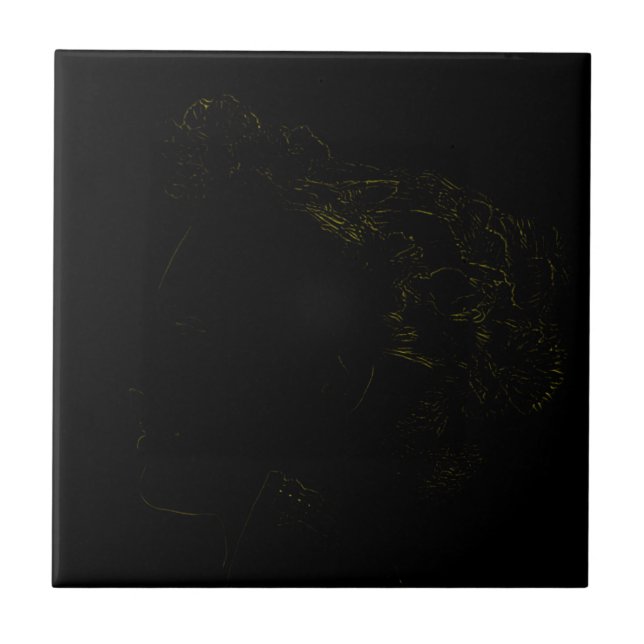 Azulejo Esbozo minimalista de dibujo Dama cara (Frente)