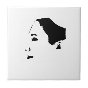 Azulejo Esbozo minimalista Dibujante Mujer Dama Cara Chica