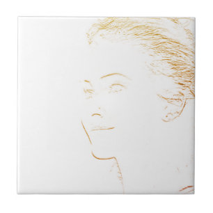 Azulejo Esbozo minimalista Dibujo Joven cara cara