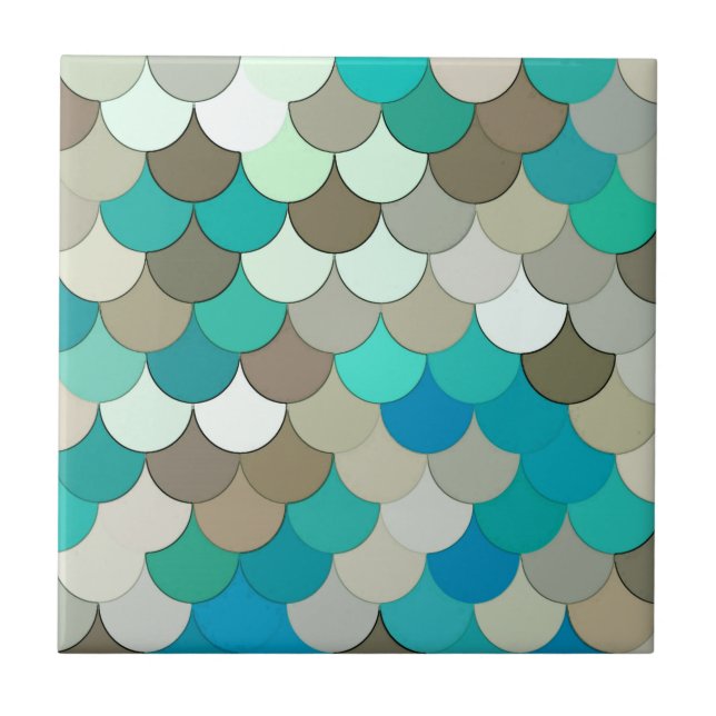 Azulejo Escala de Sirenas, Turquesa, Aqua, Taupe y Crema (Frente)