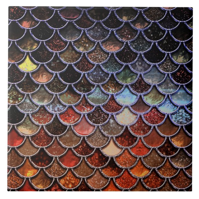 Azulejo Escalas de sirenas de Purpurina de lujo terrestre (Frente)