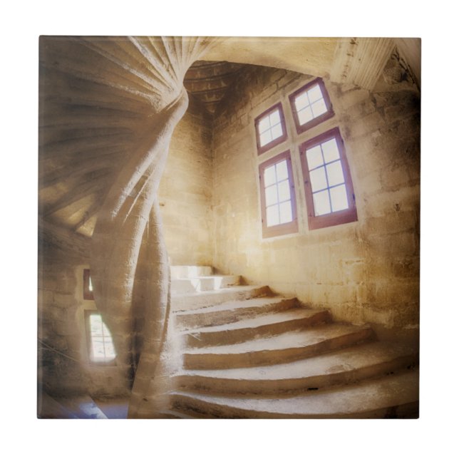 Azulejo Escalera en espiral beige, Francia (Frente)
