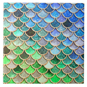 Azulejo Escales de sirena de Purpurina verde azul brillant