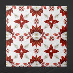 Azulejo Escandinavo de oro rojo nórdico<br><div class="desc">Diseño nórdico en rojo y oro.</div>