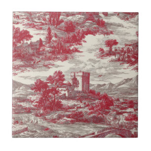 Azulejo Escena campestre de toile rojo