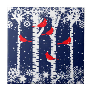 Azulejo Escena cardinal invernal
