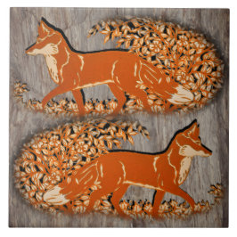 Azulejo Escena de bosque de Fox de cobre, Trivet de aspect