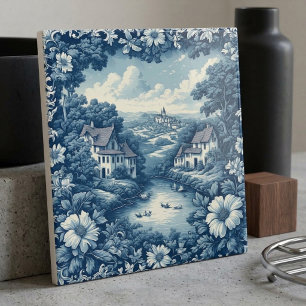 Azulejo Escena de Canal de Agua de Granja Francesa del Paí