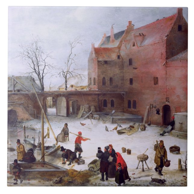 Azulejo Escena De Invierno. Regalo de Navidades Bellas Art (Frente)