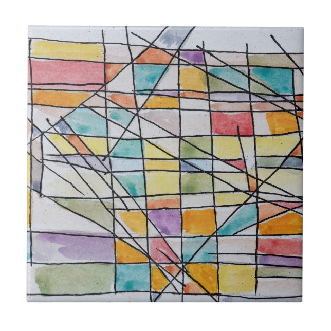 Azulejo Escena de la calle abstracta del casco antiguo de  (Frente)