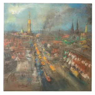 Azulejo Escena de la calle Vintage en Indianápolis