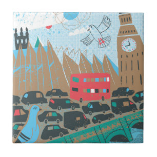 Azulejo Escena de la ciudad de Reino Unido