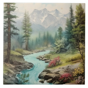 Azulejo Escena de lago de montaña linda