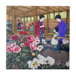 Azulejo Escena de los habitantes del jardín de flores orie