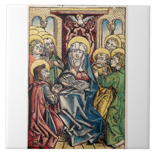 Azulejo escena de Pentecostés después del Domingo de Pascu