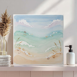 Azulejo Escena de playa con acuarela suave ID1207