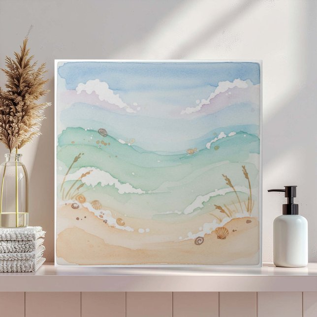 Azulejo Escena de playa con acuarela suave ID1207 (Subido por el creador)