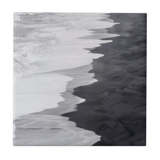 Azulejo Escena de playa en blanco y negro (Frente)