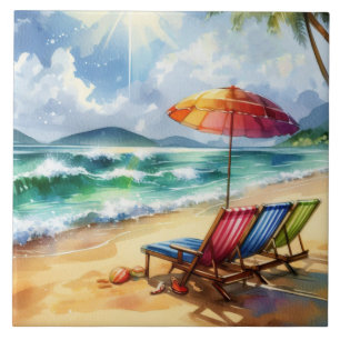Azulejo Escena de playa hermosa