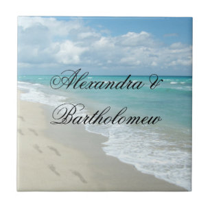 Azulejo Escena de playa tropical personalizada Keepsake