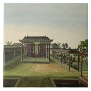 Azulejo Escena del jardín, c.1820-40 (w/c en el papel) 2