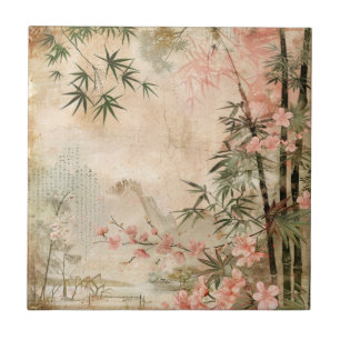 Azulejo Escena del Jardín de Flor de Cerezo (1)