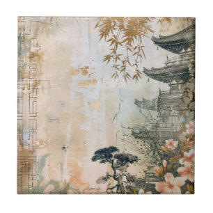 Azulejo Escena del Jardín de Flor de Cerezo (7)