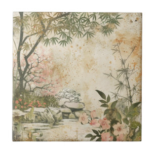 Azulejo Escena del Jardín de Flor de Cerezo (8)
