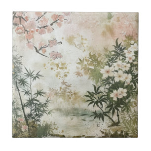 Azulejo Escena del Jardín de Flores de Cerezo (6)