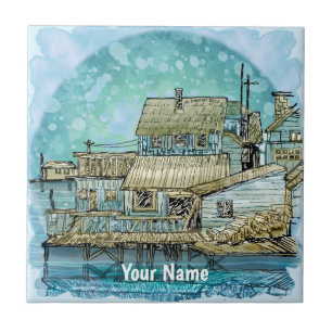 Azulejo Escena del muelle