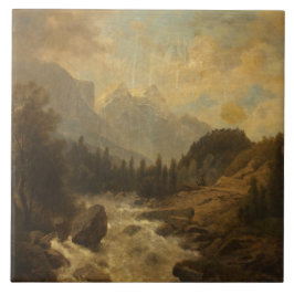 Azulejo Escena del paisaje forestal (por Josef Kriehuber)