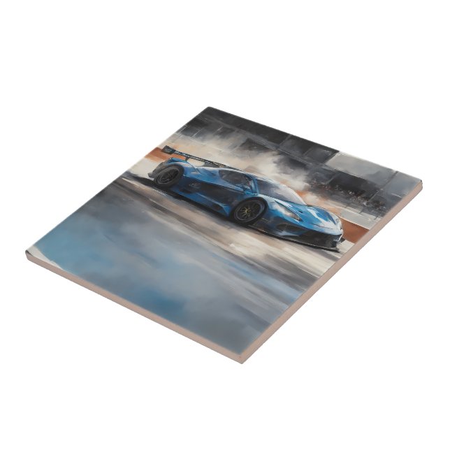 Azulejo Escena dinámica de raza urbana azul (Lado)