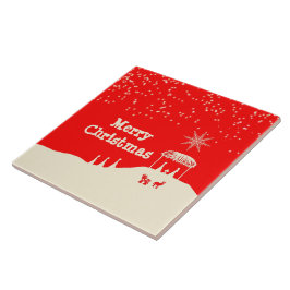 Azulejo Escena minimalista de navidad navideña