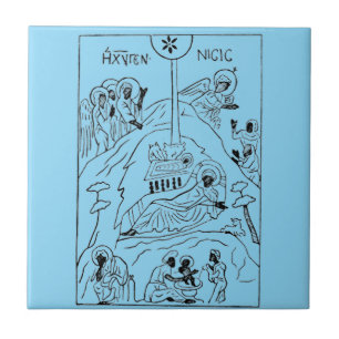 Azulejo Escena minimalista ortodoxa de la Natividad