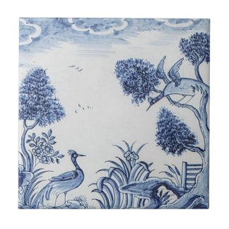 Azulejo Escena Pastoral de mosaico Delft Antiguo Azul y Bl