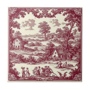 Azulejo Escena pastoral del campo francés rústico Borgoña